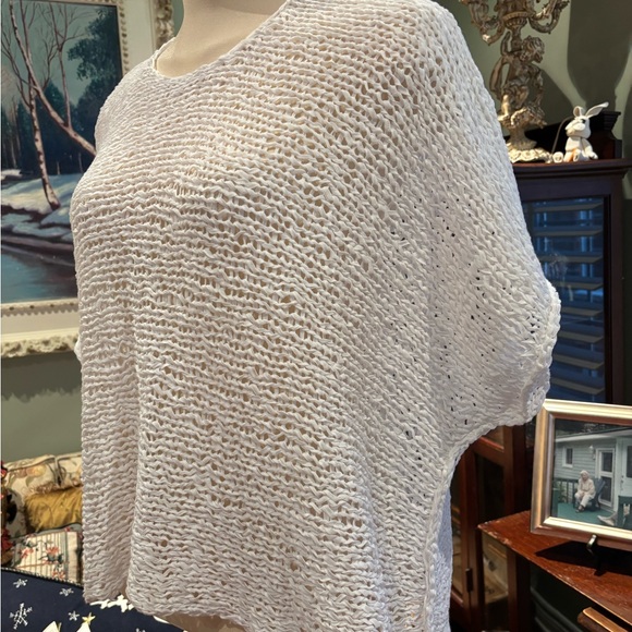 BARBARA SPEER white hand loomed cotton sweater plus size OSFM - Picture 2 of 4